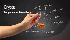  Presentation with plastic bag - Theme having navsea - hand with pills in plastic background and a dark gray colored foreground