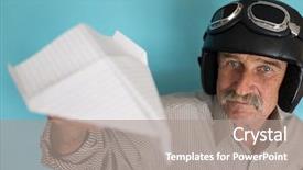  Presentation with aged paper - Presentation theme having navy aviation - aged funny man background and a gray colored foreground