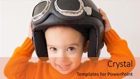  Presentation with cute baby - Presentation theme enhanced with navy aviation - little cute playful baby kid background and a gold colored foreground