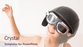  Presentation with airplane pilot - Presentation theme having navy aviation - little cute playful kid background and a  colored foreground