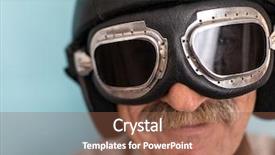  Presentation with advisor to senior clients - PPT theme enhanced with navy aviation - senior funny man background and a tawny brown colored foreground