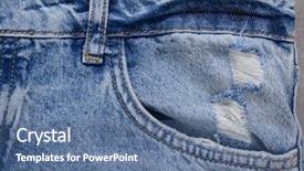  Presentation with denim and diamonds - Colorful PPT theme enhanced with navy blue abstract - close up denim fabric detail backdrop and a ocean colored foreground