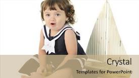  Presentation with sailing yacht race regatta sailboat - PPT theme having navy blue yellow - adorable toddler sitting pretty background and a  colored foreground