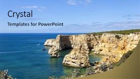  Presentation with navy blue - Cool new slides with navy blue yellow - cliffs at the beach praia backdrop and a  colored foreground