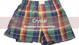  Presentation with boxer - Presentation design featuring navy blue yellow - colorful plaid boxer shorts background and a  colored foreground