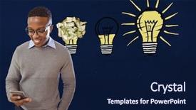  Presentation with light bulbs - Slide set enhanced with navy blue yellow - digital composite of man background and a navy blue colored foreground