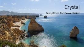  Presentation with algarve - Theme having navy blue yellow - idyllic beach praia da marinha background and a light blue colored foreground