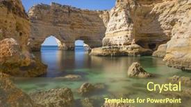  Presentation with beach - Colorful PPT layouts enhanced with navy blue yellow - long exposure at marinha beach backdrop and a  colored foreground