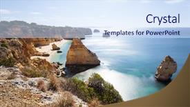  Presentation with algarve - Audience pleasing presentation consisting of navy blue yellow - long exposure at the beach backdrop and a sky blue colored foreground