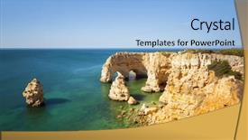  Presentation with long service award - Slide deck consisting of navy blue yellow - long exposure at the beach background and a light blue colored foreground