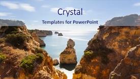  Presentation with beach - Colorful slide deck enhanced with navy blue yellow - long exposure at the beach backdrop and a sky blue colored foreground