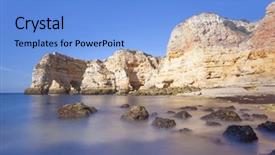  Presentation with long term planning - Beautiful PPT theme featuring navy blue yellow - long exposure at the cliffs backdrop and a  colored foreground