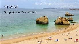 Presentation with algarve - PPT layouts having navy blue yellow - portimao beach in algarve portugal background and a  colored foreground
