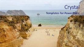  Presentation with council europe - PPT theme featuring navy blue yellow - portimao beach in algarve portugal background and a  colored foreground