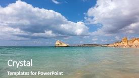  Presentation with beach - Slide set consisting of navy blue yellow - praia da rocha beach background and a  colored foreground
