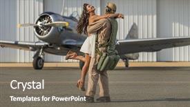 Presentation with navy - Beautiful PPT theme featuring navy corps - brunette model in vintage clothing backdrop and a gray colored foreground