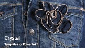  Presentation with jeans - Slide deck consisting of navy flowers - female jeans jacket detail background and a ocean colored foreground