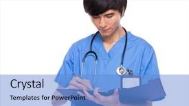  Presentation with doctor asian - Presentation having navy medical - asian doctor take note background and a light blue colored foreground
