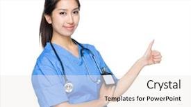  Presentation with asian doctor - Beautiful PPT layouts featuring navy medical - asian female doctor with thumb backdrop and a sky blue colored foreground