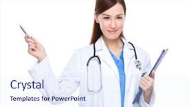  Presentation with book and pen - Beautiful presentation theme featuring navy medical - doctor with clipboard and pen backdrop and a sky blue colored foreground