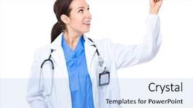  Presentation with flash point - Beautiful presentation theme featuring navy medical - doctor with finger point up backdrop and a light blue colored foreground