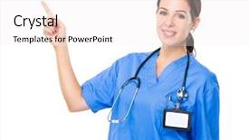  Presentation with ladies finger - Presentation with navy medical - doctor with finger up background and a  colored foreground