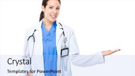  Presentation with show - Slides consisting of navy medical - doctor with hand show background and a light blue colored foreground