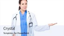  Presentation with medical robot hand and doctor - PPT theme featuring navy medical - doctor with hand show background and a light blue colored foreground