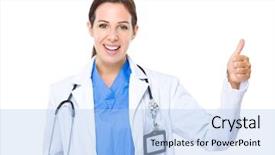  Presentation with doctor and collegue relationship - Cool new PPT layouts with navy medical - doctor with thumb up backdrop and a  colored foreground