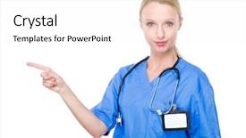  Presentation with navy medical - Audience pleasing presentation consisting of navy medical - woman doctor with finger point backdrop and a white colored foreground