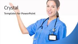  Presentation with navy medical - Presentation enhanced with navy medical - woman show with open hand background and a sky blue colored foreground