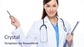  Presentation with asian doctor - Cool new presentation with navy medical - young asian female doctor backdrop and a sky blue colored foreground