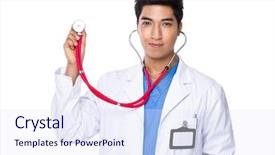  Presentation with doctor asian obese - Theme featuring navy medicine - doctor with stethoscope background and a sky blue colored foreground
