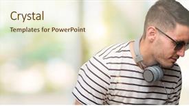  Presentation with stomach disease - Cool new theme with navy medicine - handsome young man wearing headphones backdrop and a  colored foreground