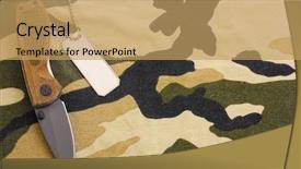  Presentation with army - Amazing PPT theme having military hospital - army badges and knife backdrop and a coral colored foreground