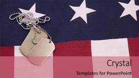  Presentation with army medals - Slide deck enhanced with army medals - military dog tags on american background and a coral colored foreground