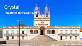  Presentation with catholic - Presentation design having nazare-catholic-church-in-nazare background and a cobalt blue colored foreground