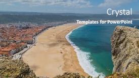  Presentation with beach - Cool new presentation design with nazare-town-and-beach backdrop and a teal colored foreground