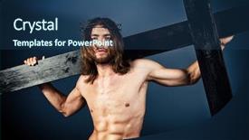  Presentation with jesus cross - Cool new slide deck with partner military - armed men in the area backdrop and a tawny brown colored foreground