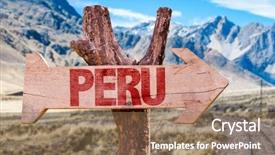  Presentation with mountains - Slide deck consisting of nazca lines - peru wooden sign with mountains background and a coral colored foreground