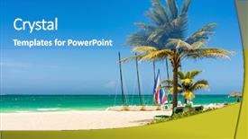  Presentation with coconut - PPT theme featuring ncuba - tropical beach of varadero background and a teal colored foreground