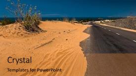  Presentation with asphalt road - Cool new PPT theme with ne - asphalt road with sandy dunes backdrop and a  colored foreground