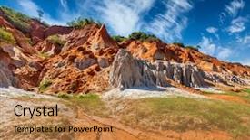  Presentation with forestry stream - Presentation theme consisting of ne - fairy stream suoi tien mui background and a gold colored foreground