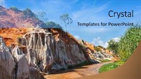  Presentation with forestry stream - Beautiful presentation theme featuring ne - fairy stream suoi tien mui backdrop and a light blue colored foreground