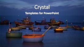  Presentation with long tailed boat fishing boat - Presentation design consisting of ne - fishing boats and baskets background and a ocean colored foreground