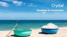  Presentation with fishing boats - Amazing presentation theme having ne - fishing boats on beach mui backdrop and a teal colored foreground