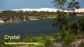  Presentation with green lake - Audience pleasing presentation theme consisting of ne - lake with green coasts backdrop and a  colored foreground