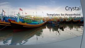  Presentation with fishing boats - Cool new presentation theme with ne - vietnam phan thiet mui ne backdrop and a light blue colored foreground