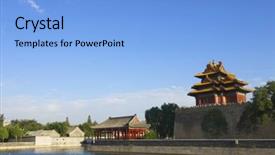  Presentation with forbidden city - Colorful PPT theme enhanced with ne world - forbidden city ne corner tower backdrop and a  colored foreground