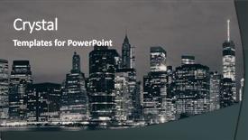  Presentation with view of toronto downtown - Presentation theme having ne world - manhattan downtown architecture night view background and a gray colored foreground